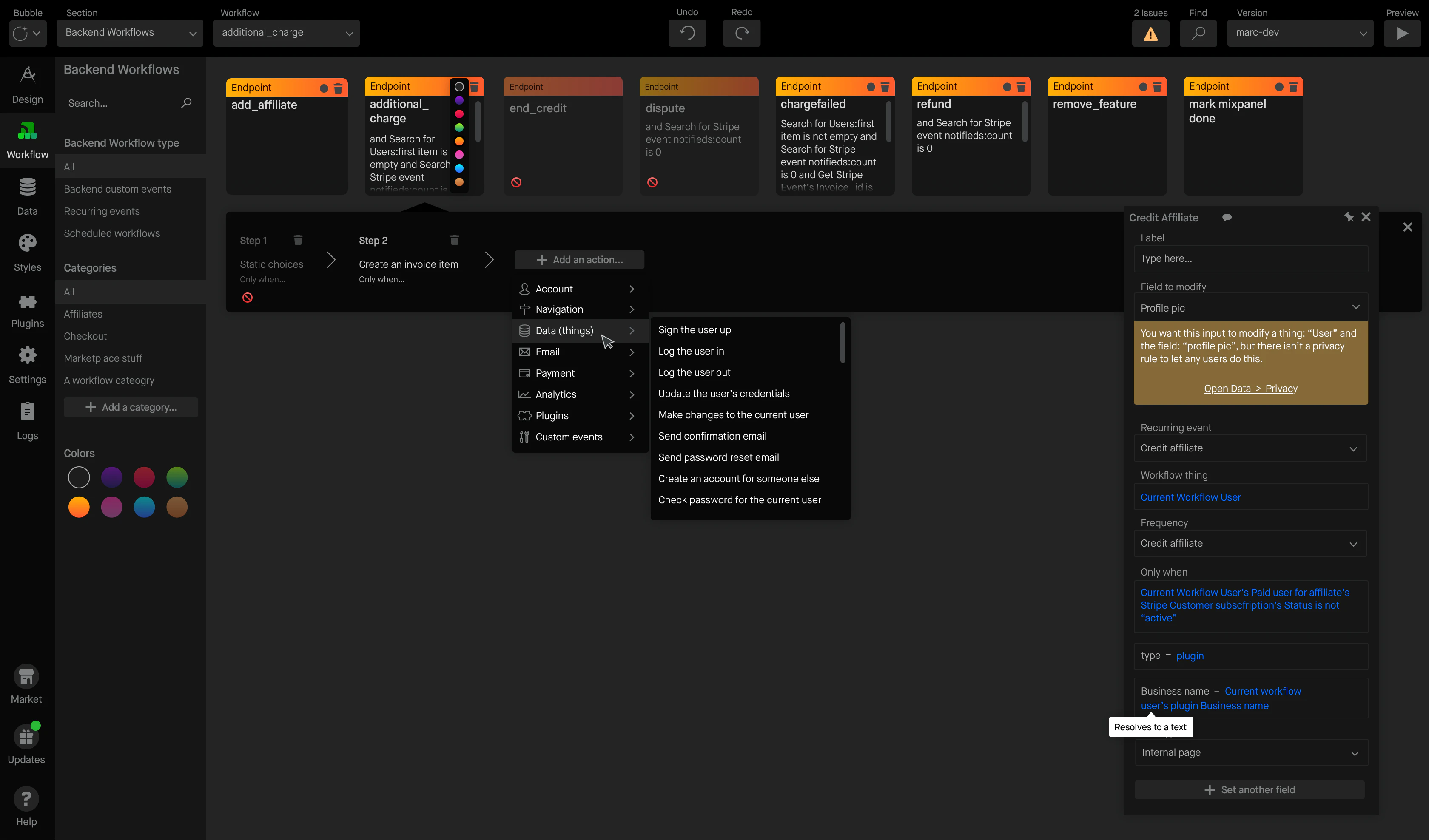 The Backend Workflows tab: server-side workflows triggered externally or on a schedule