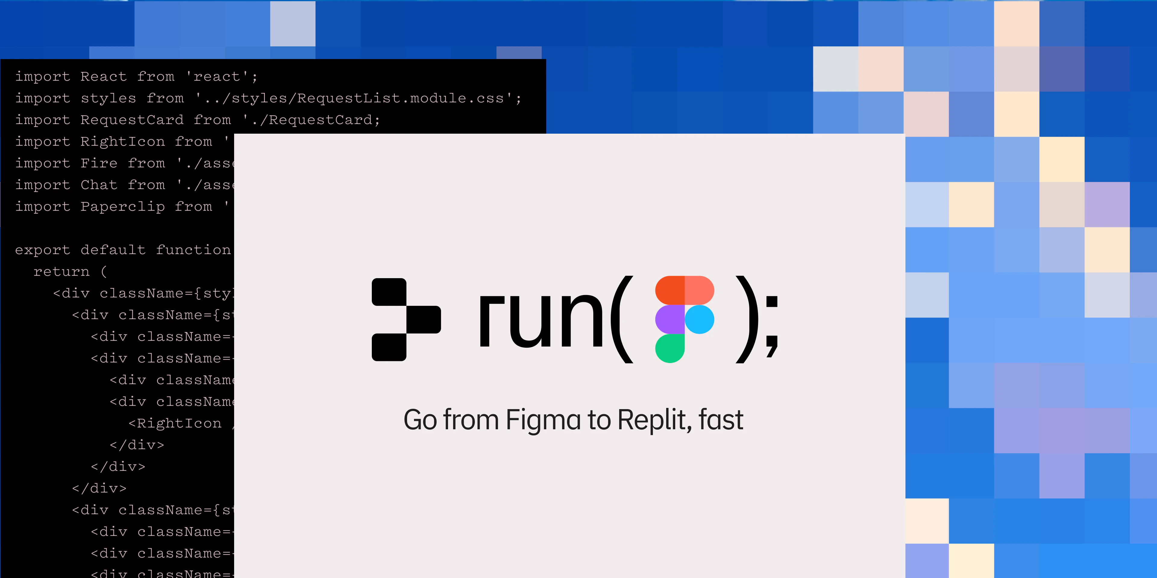 The Figma and Replit logos joined by the plugin's export arrow