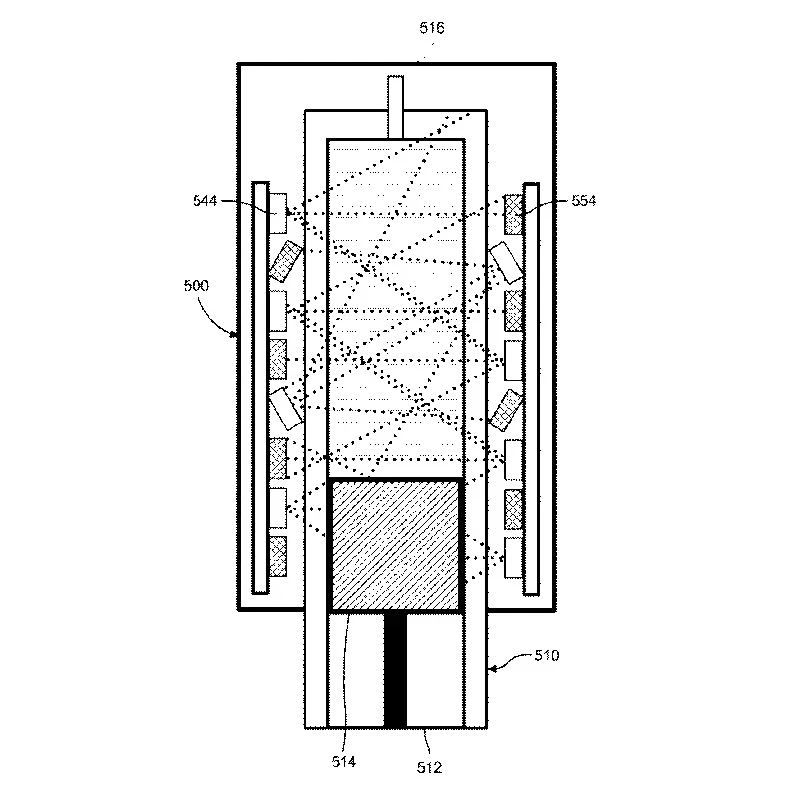 Diagram of Gocap's infrared sensor arrays flanking the pen cavity